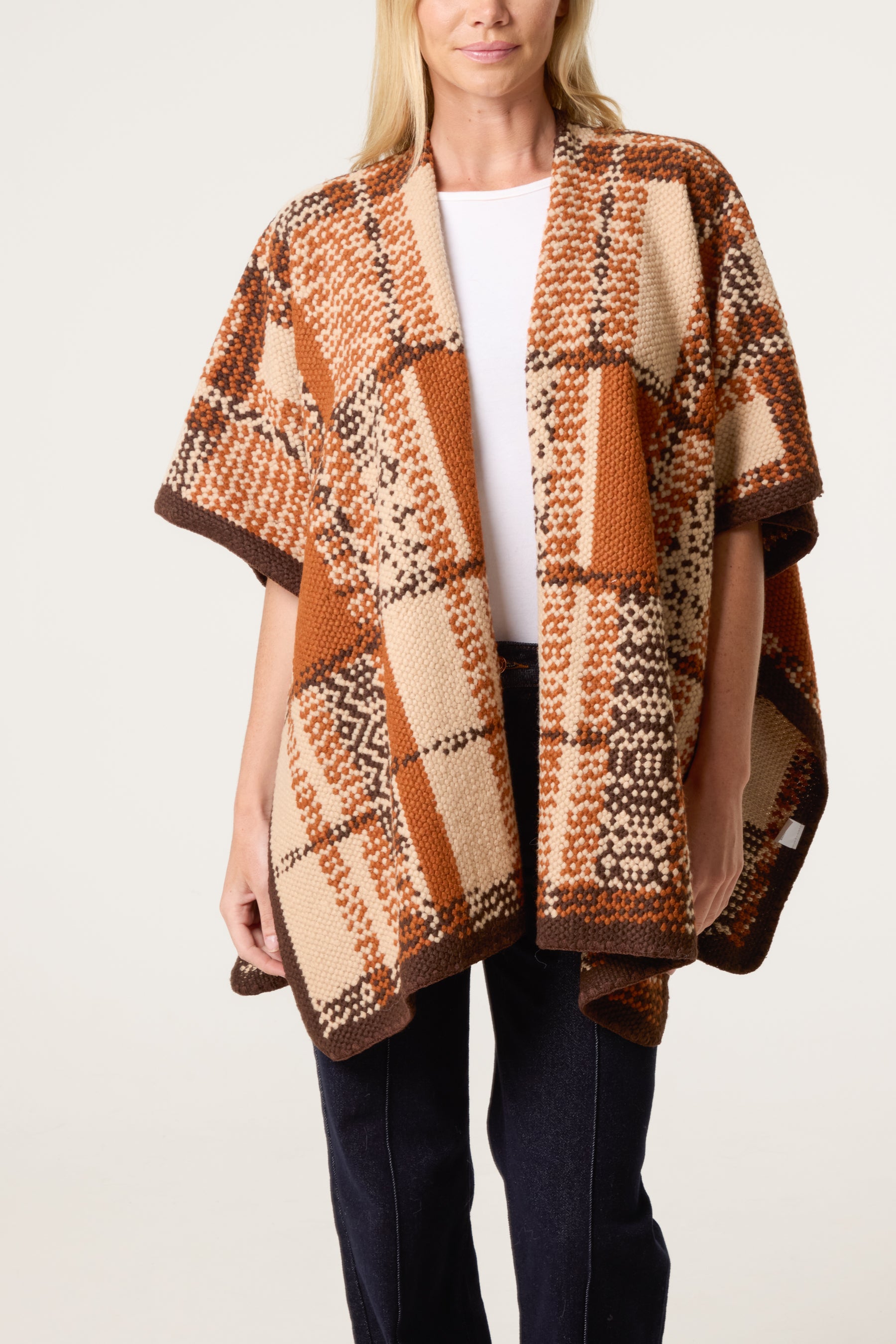 Geometric Patchwork Poncho