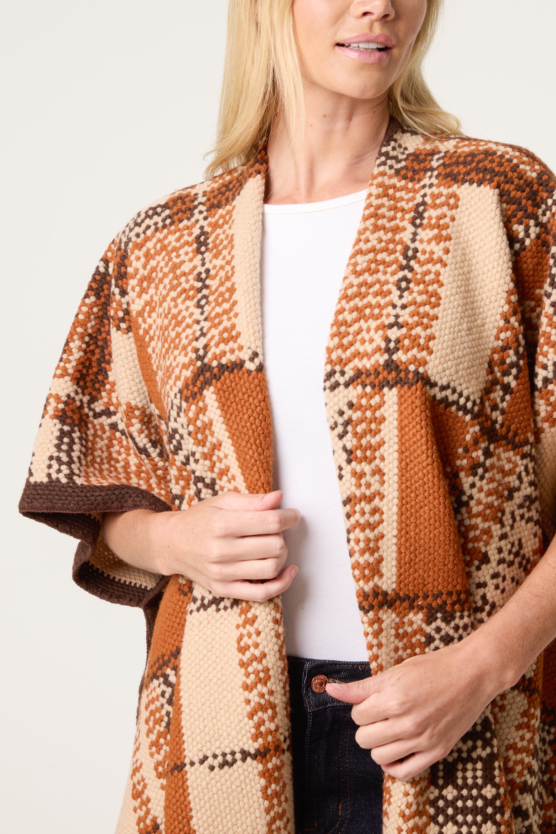 Geometric Patchwork Poncho
