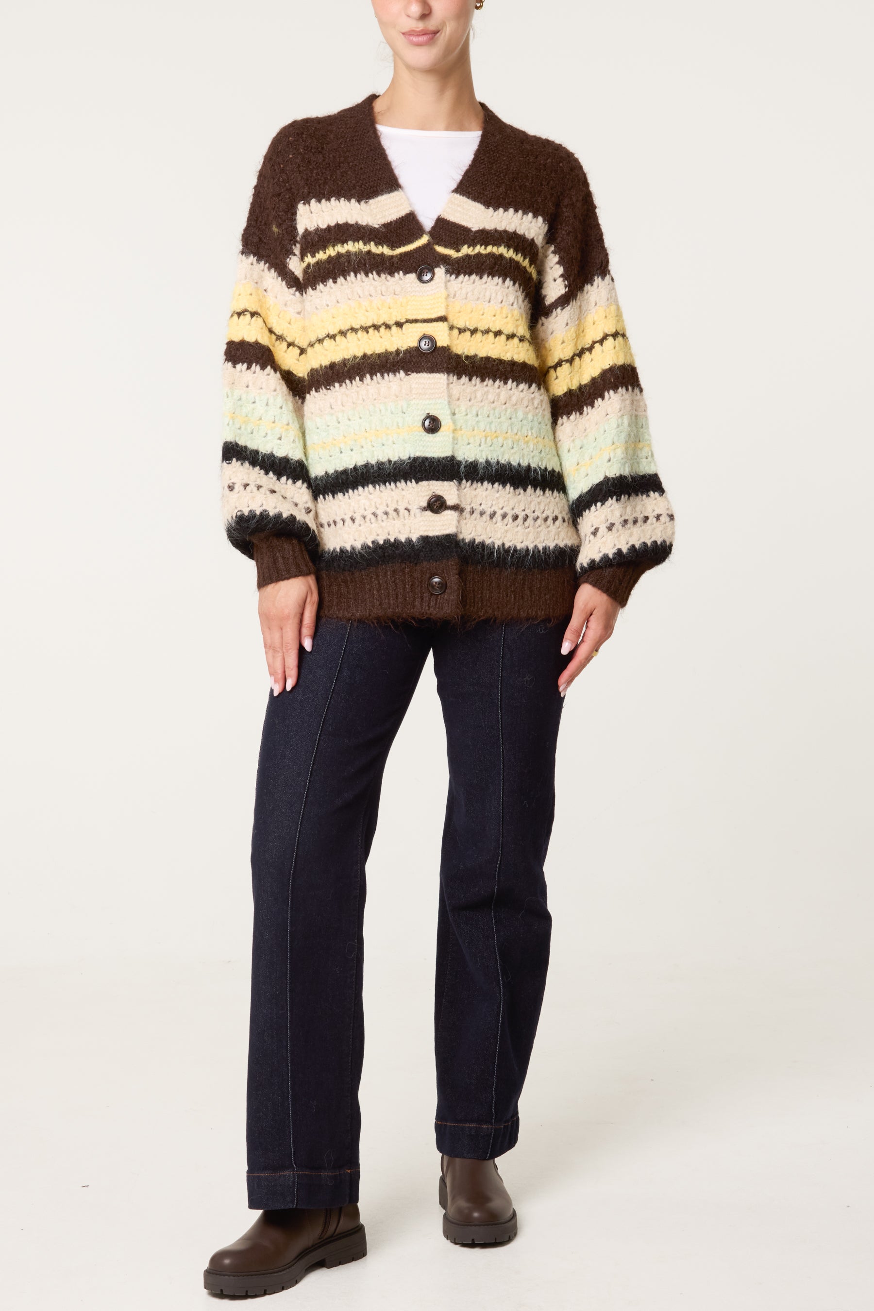 Striped Button Through Cardigan