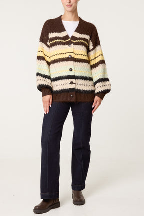 Striped Button Through Cardigan