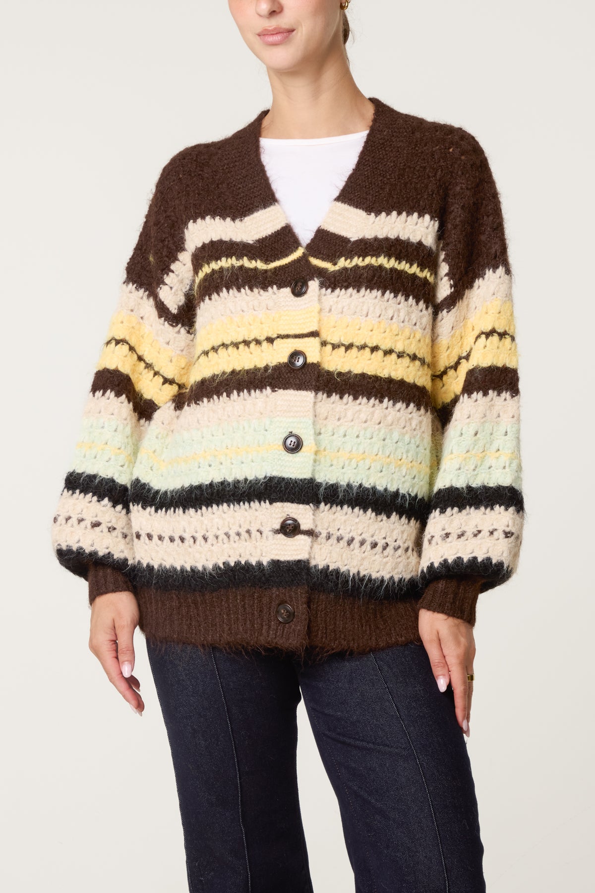 Striped Button Through Cardigan