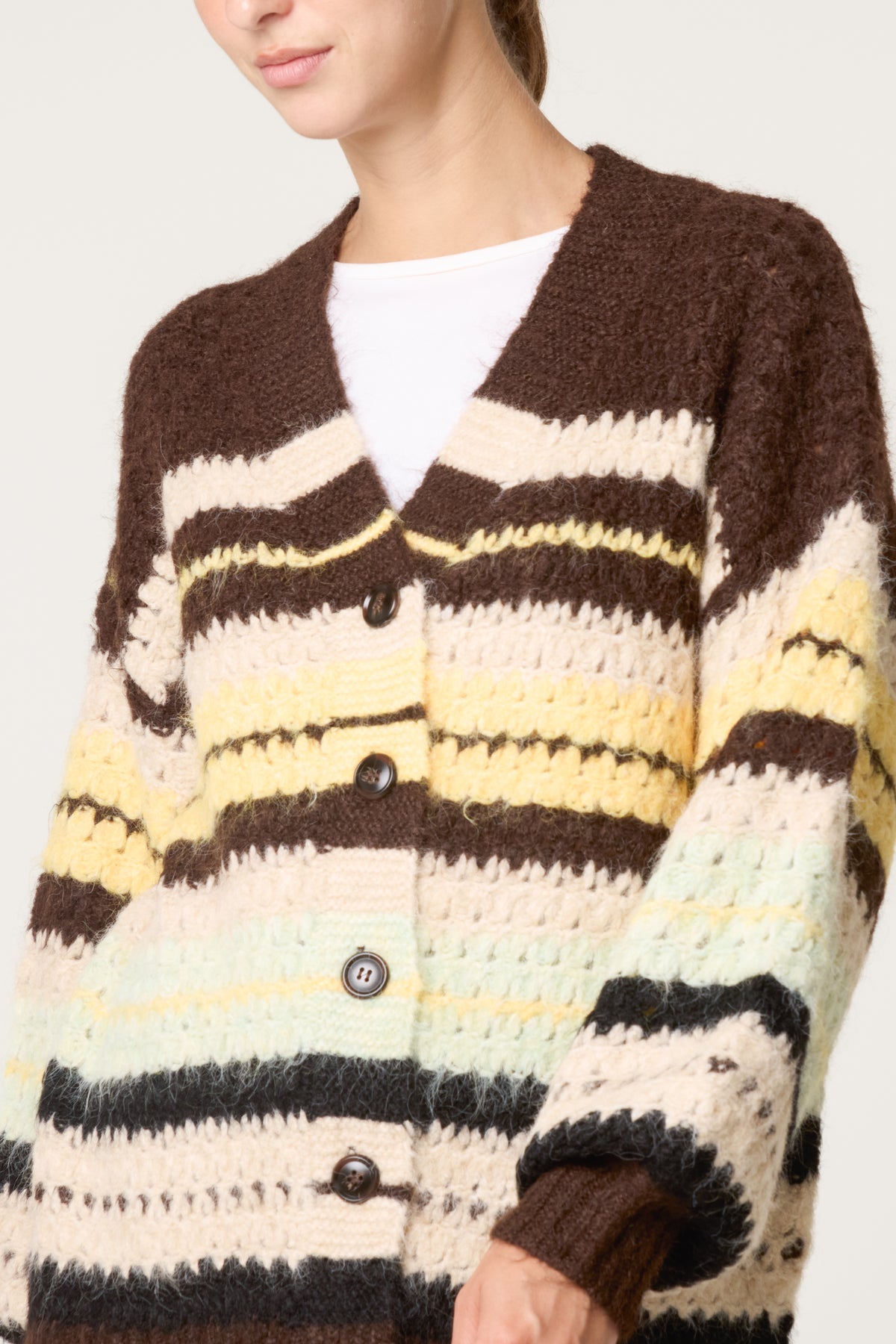 Striped Button Through Cardigan