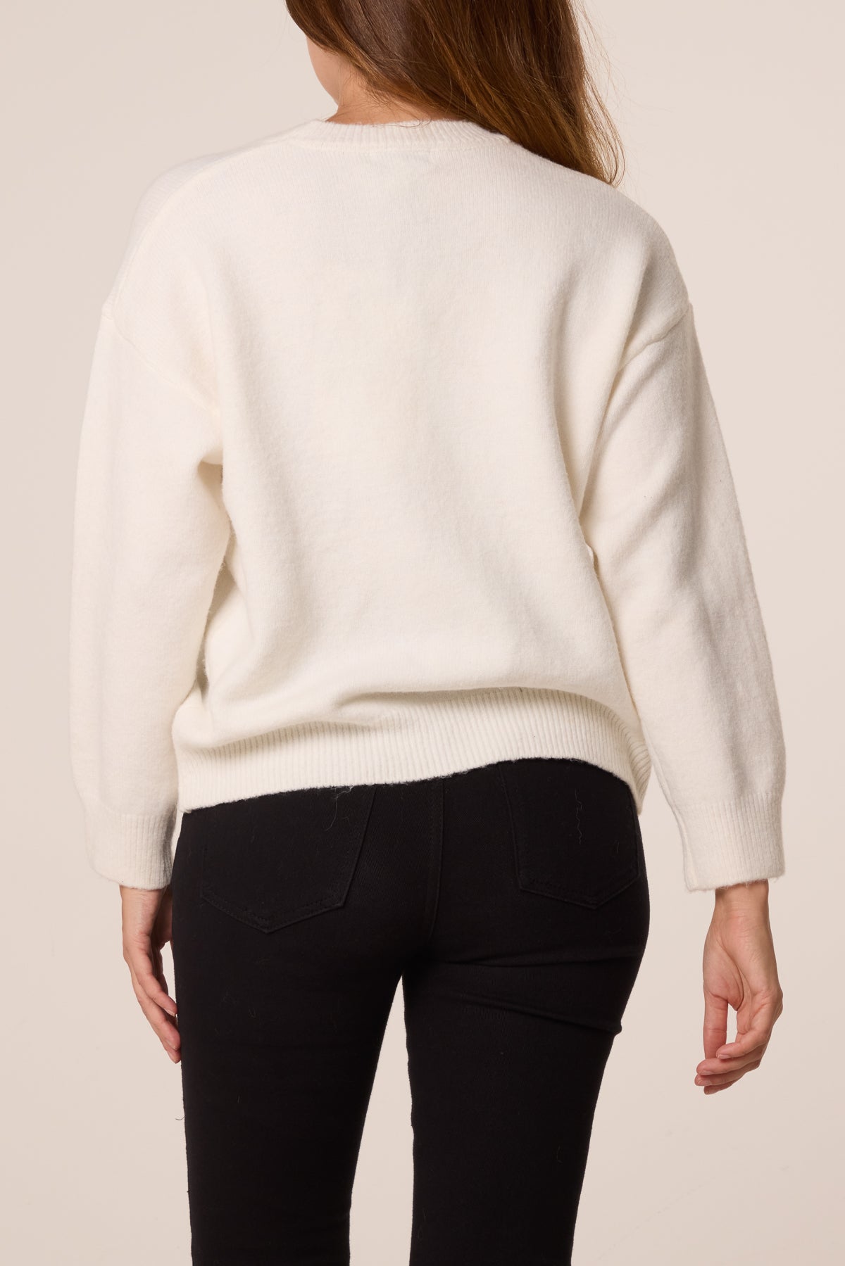 Metallic Stud Flower Detail Knit Jumper