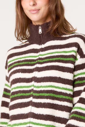Zip-Up Striped Knit Jumper