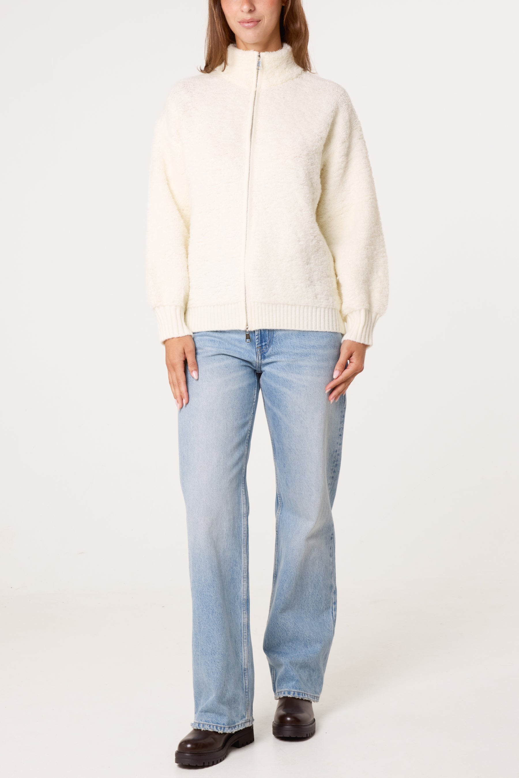 Teddy Fleece Zip -Up Jumper