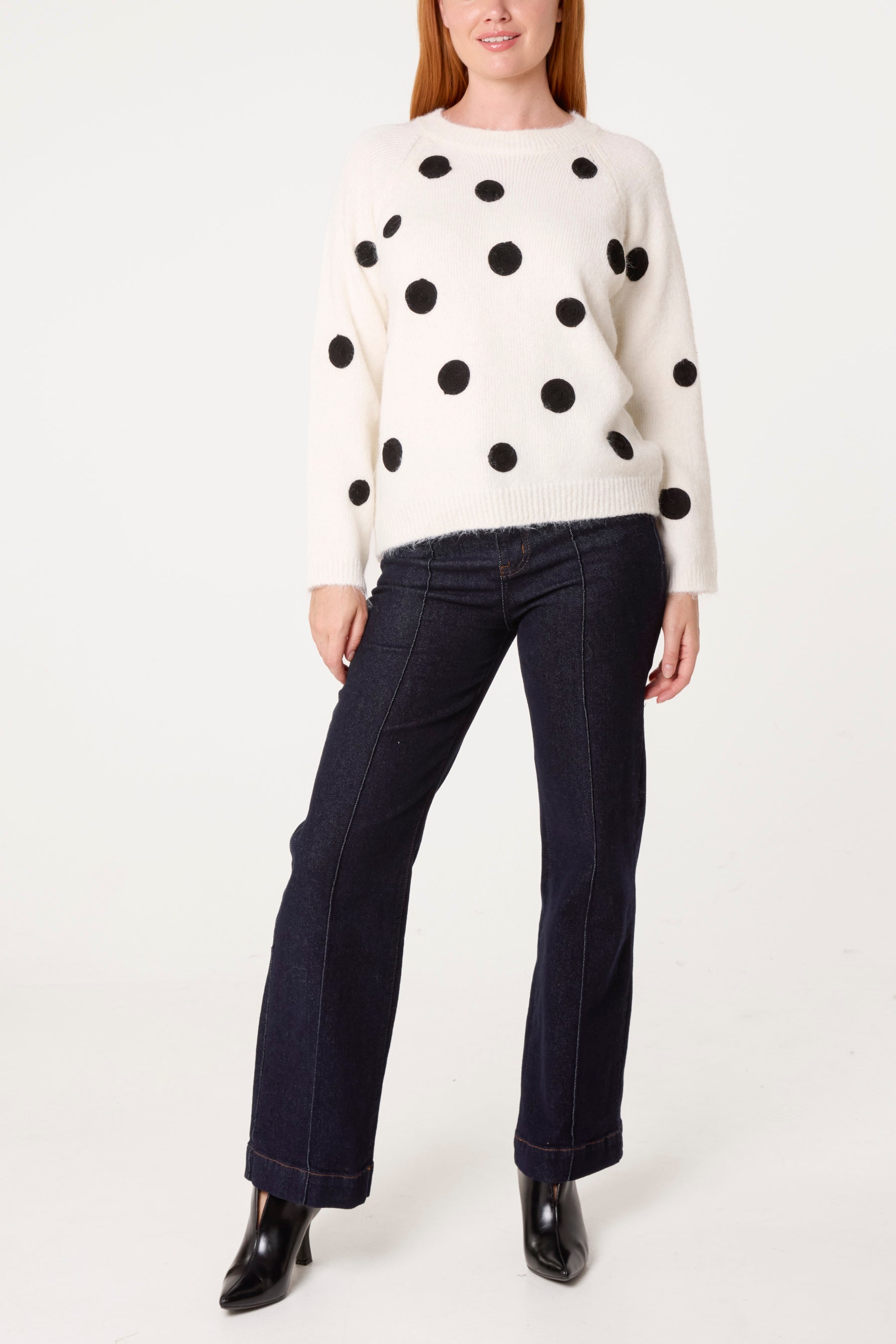 Embroidery Polka Dot Knit Jumper