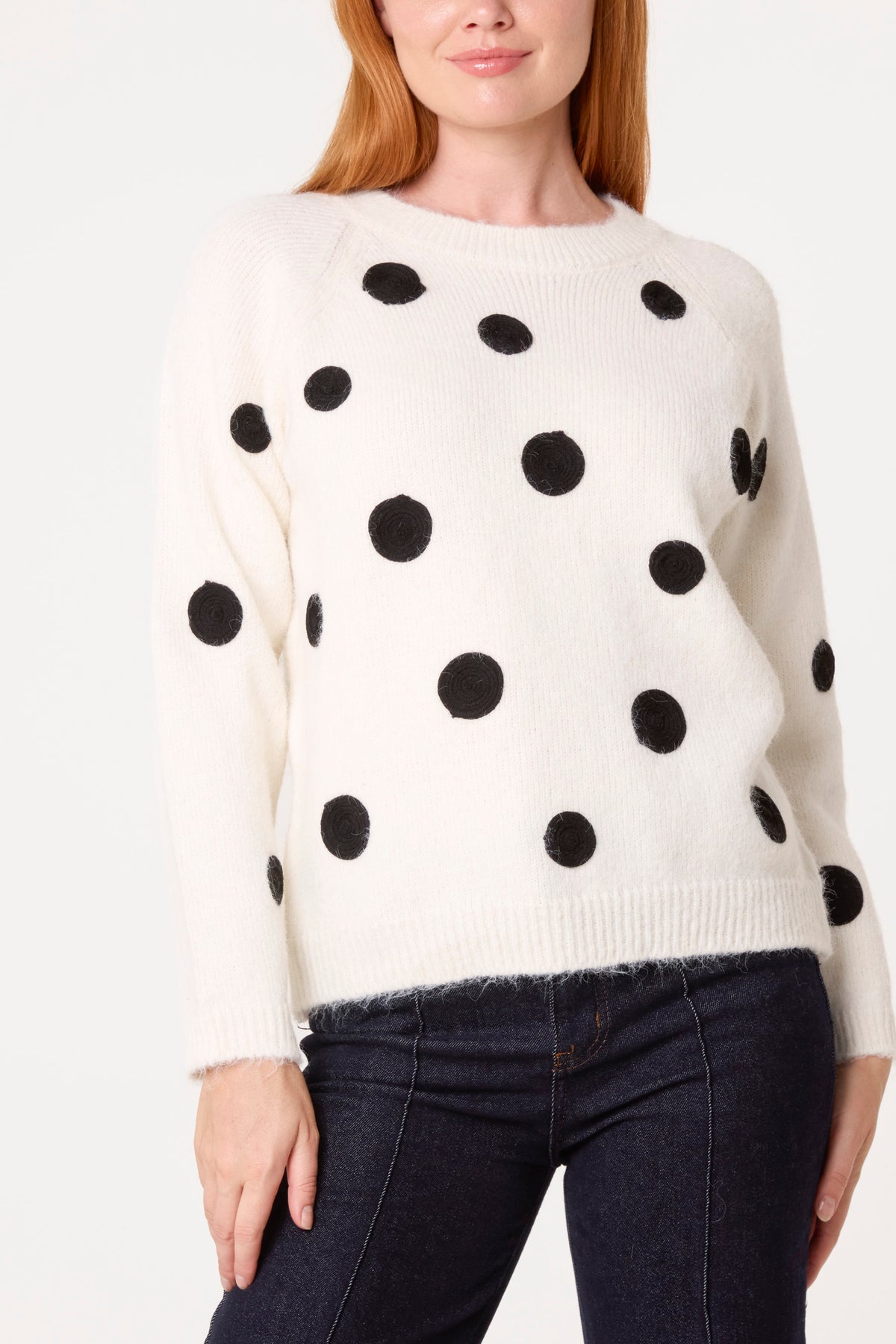 Embroidery Polka Dot Knit Jumper