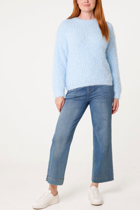 Fluffy Round Neck Knit Jumper