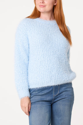 Fluffy Round Neck Knit Jumper