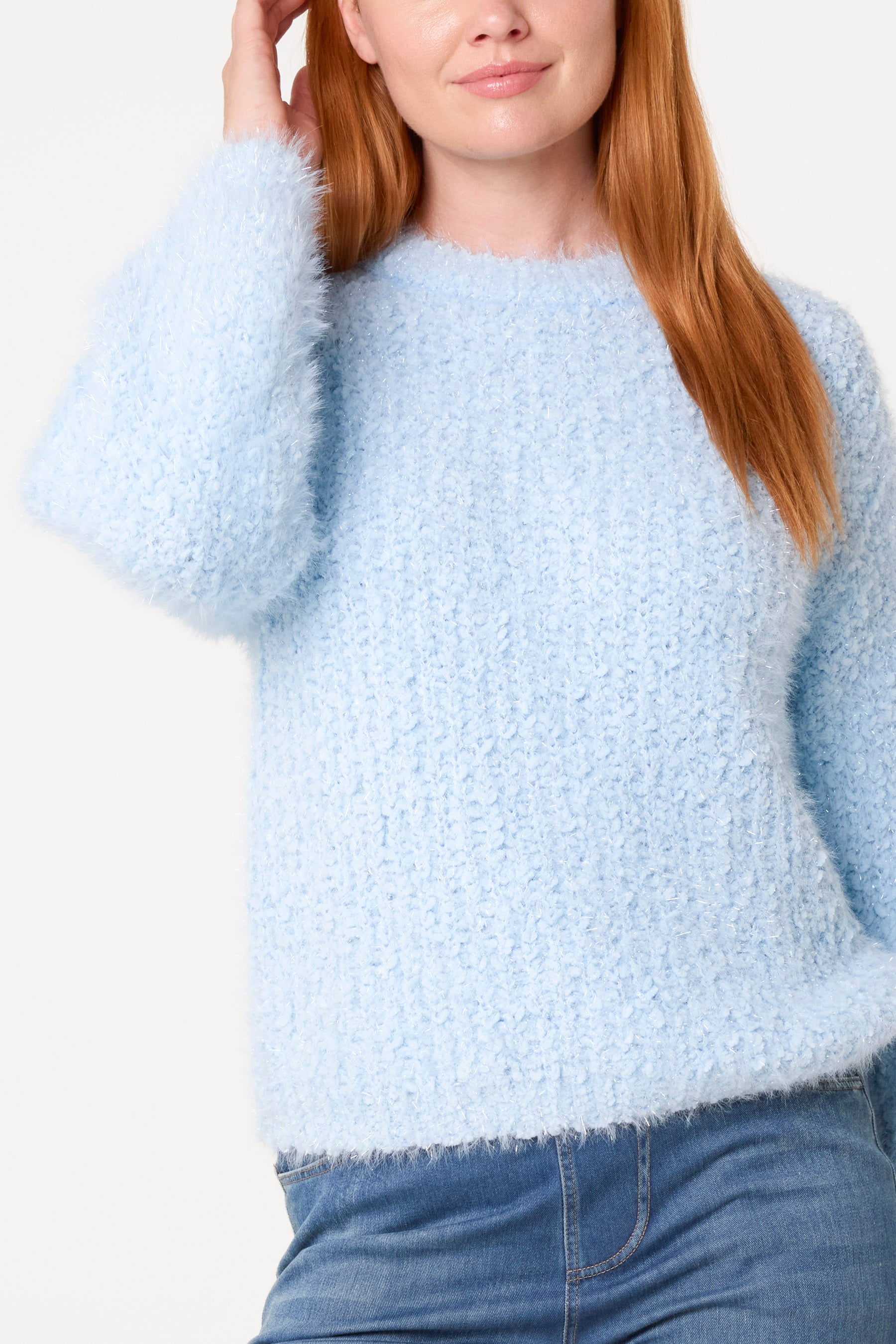 Fluffy Round Neck Knit Jumper