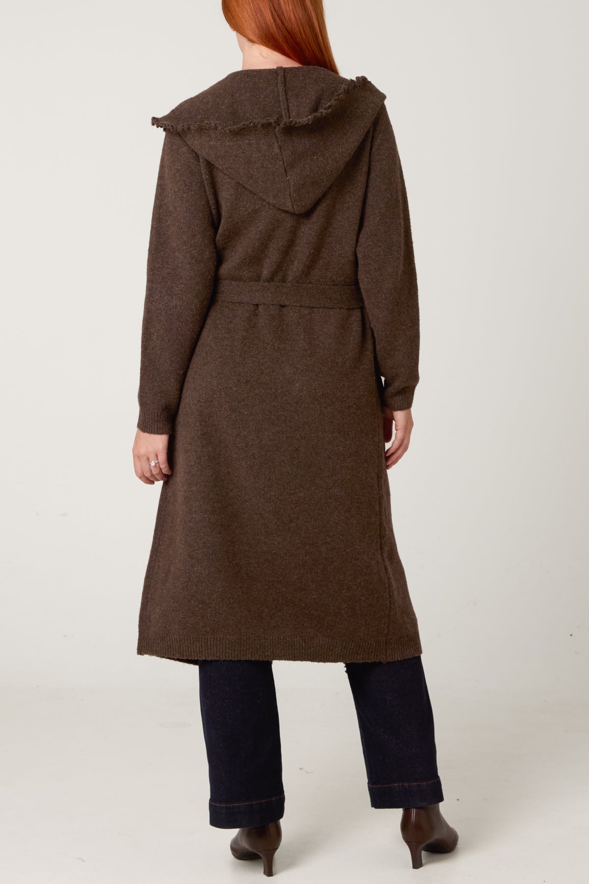 Edged Hem Longline Hooded Cardigan