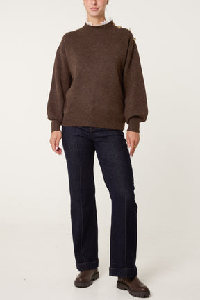 Side Button & Lace Detailed Jumper
