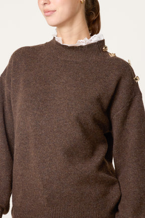 Side Button & Lace Detailed Jumper