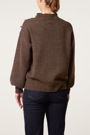 Side Button & Lace Detailed Jumper