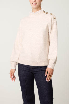 Side Button & Lace Detailed Jumper