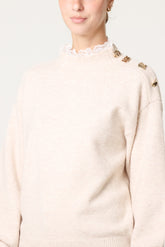 Side Button & Lace Detailed Jumper