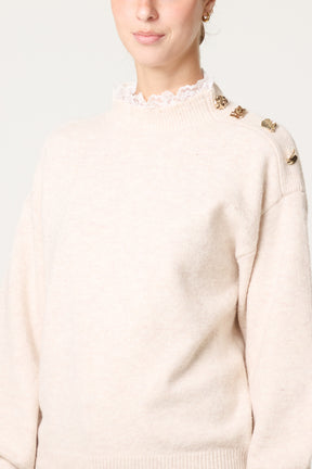 Side Button & Lace Detailed Jumper