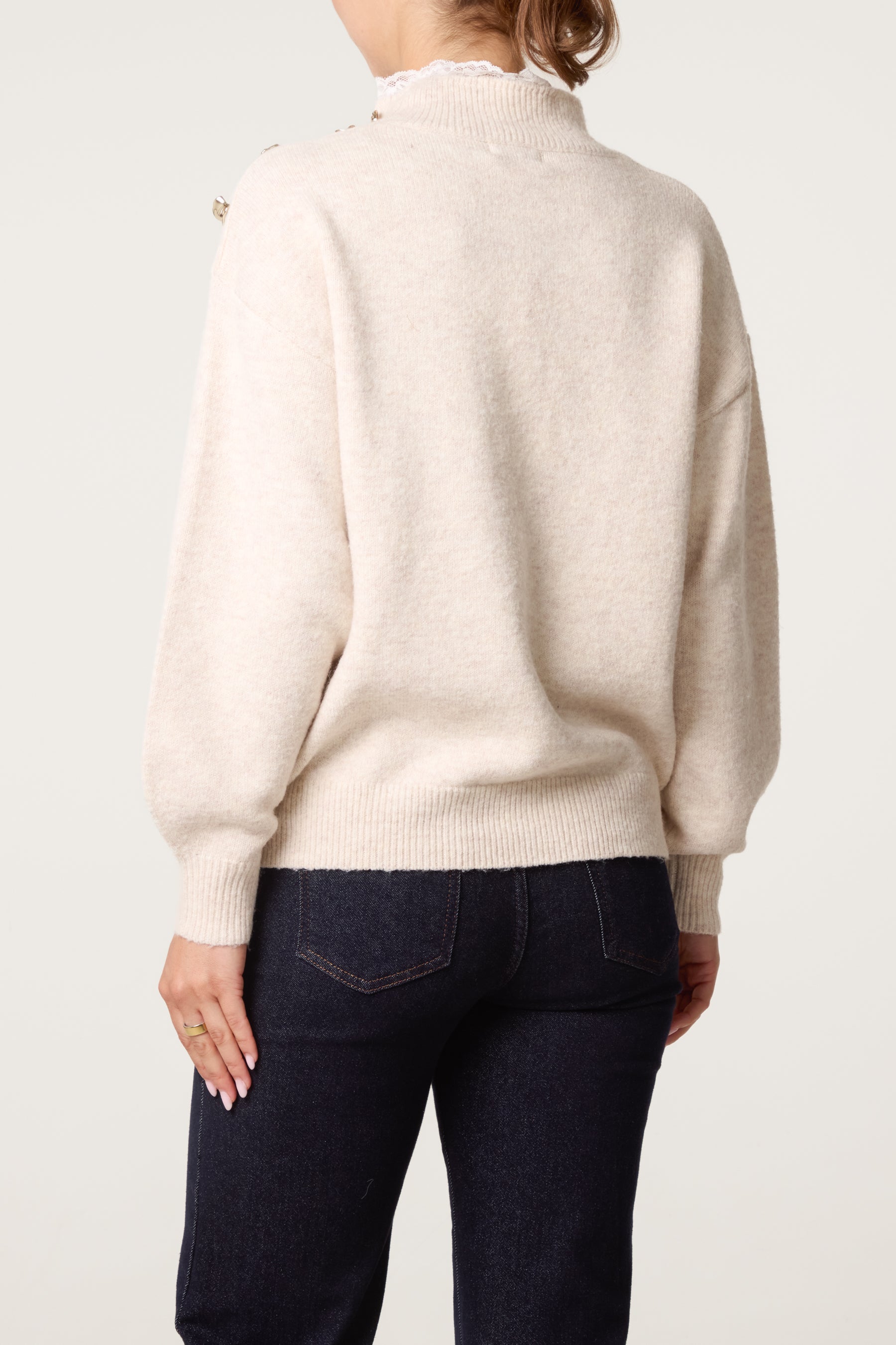 Side Button & Lace Detailed Jumper