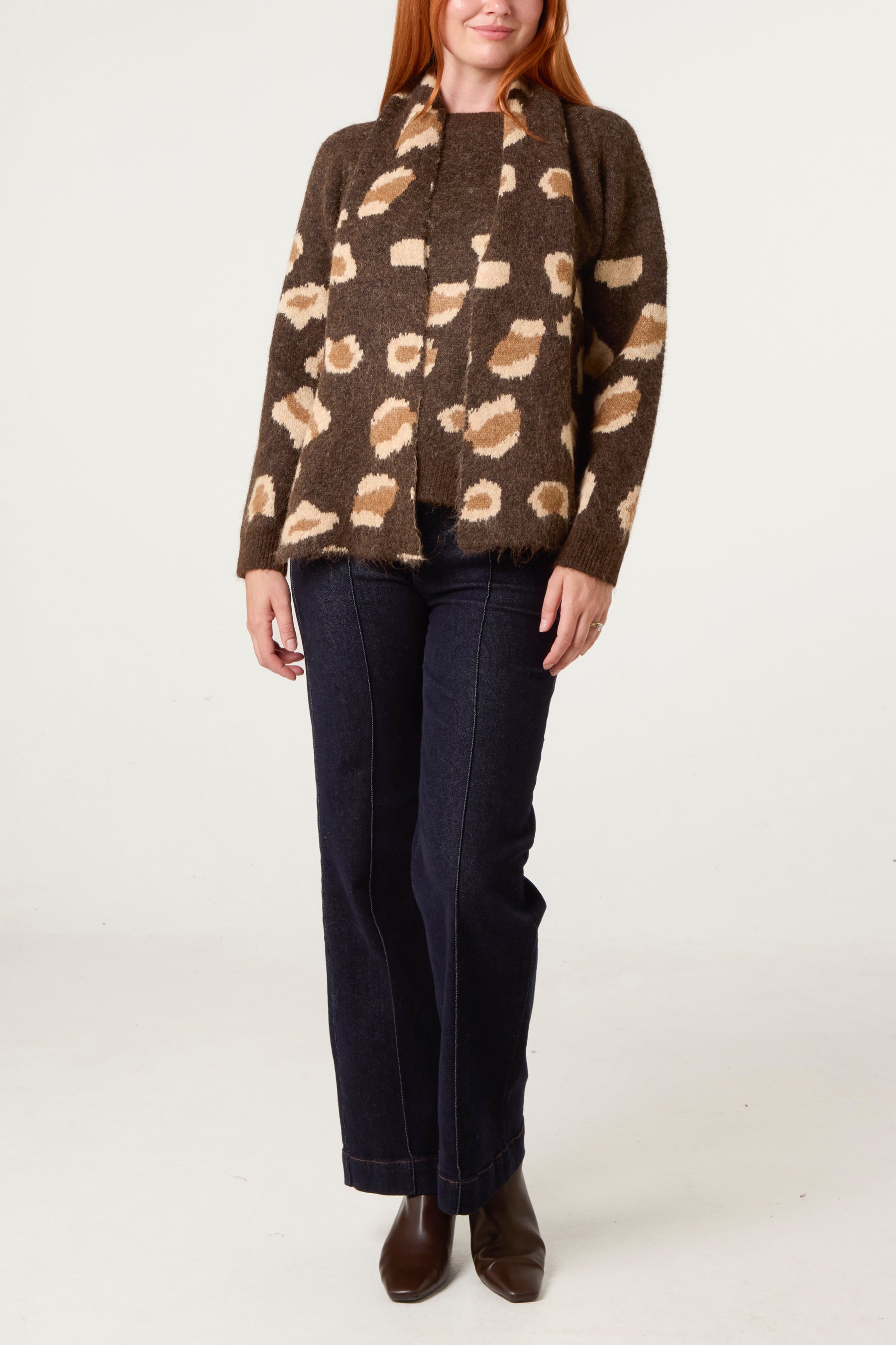 Leopard Knit Jumper & Scarf