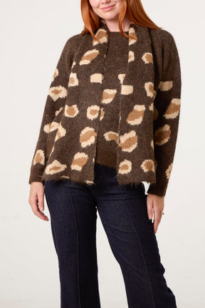 Leopard Knit Jumper & Scarf