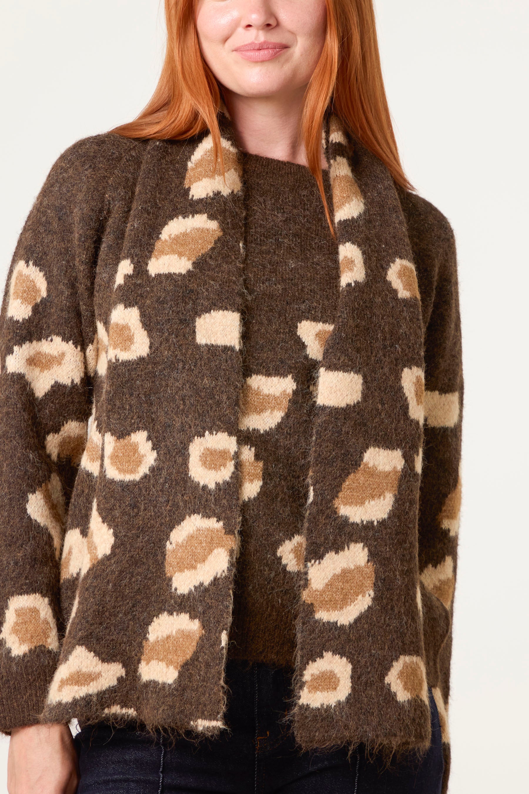 Leopard Knit Jumper & Scarf