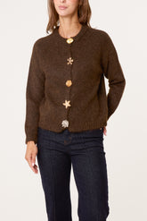 Statement Gold Button Knit Cardigan