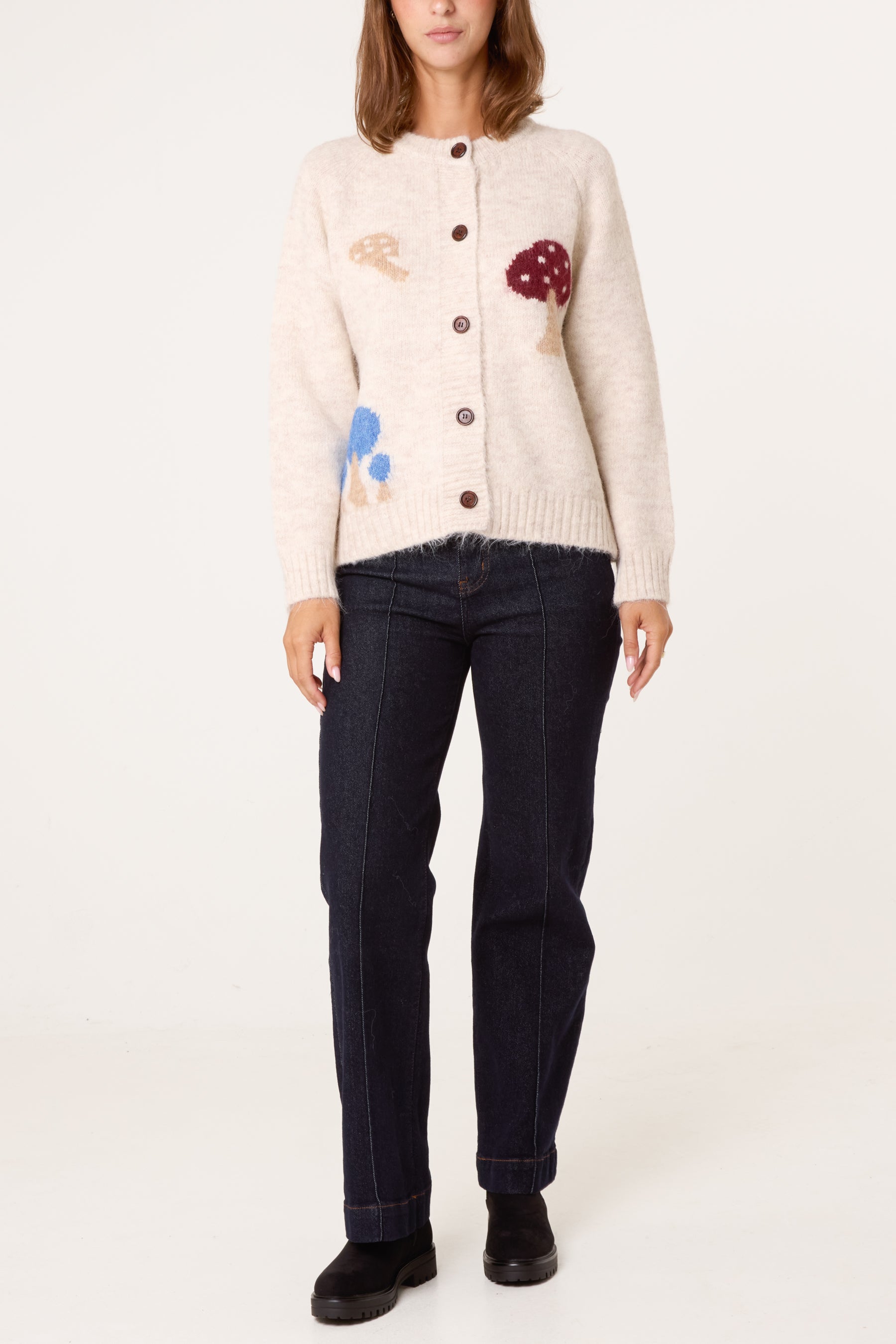 Whimsical Mushrooms Knit Cardigan