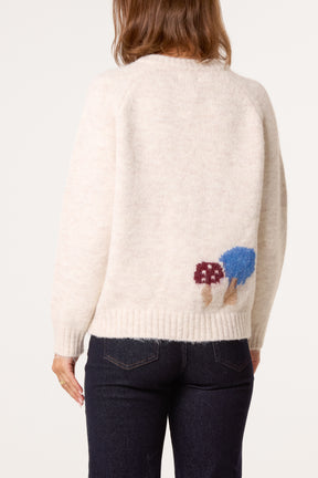 Whimsical Mushrooms Knit Cardigan