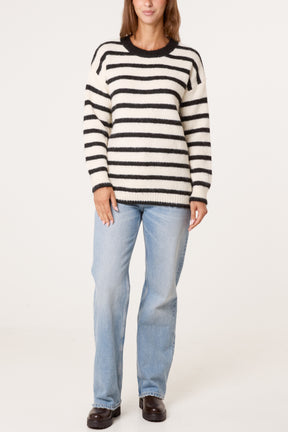Round Neck Striped Knit Jumper