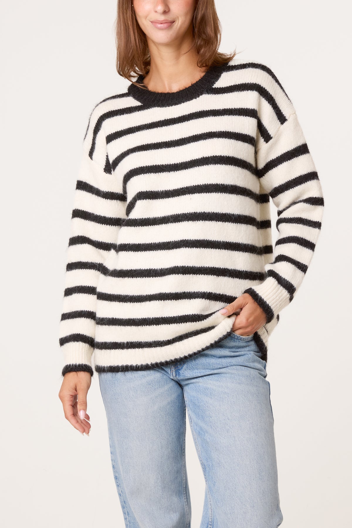 Round Neck Striped Knit Jumper