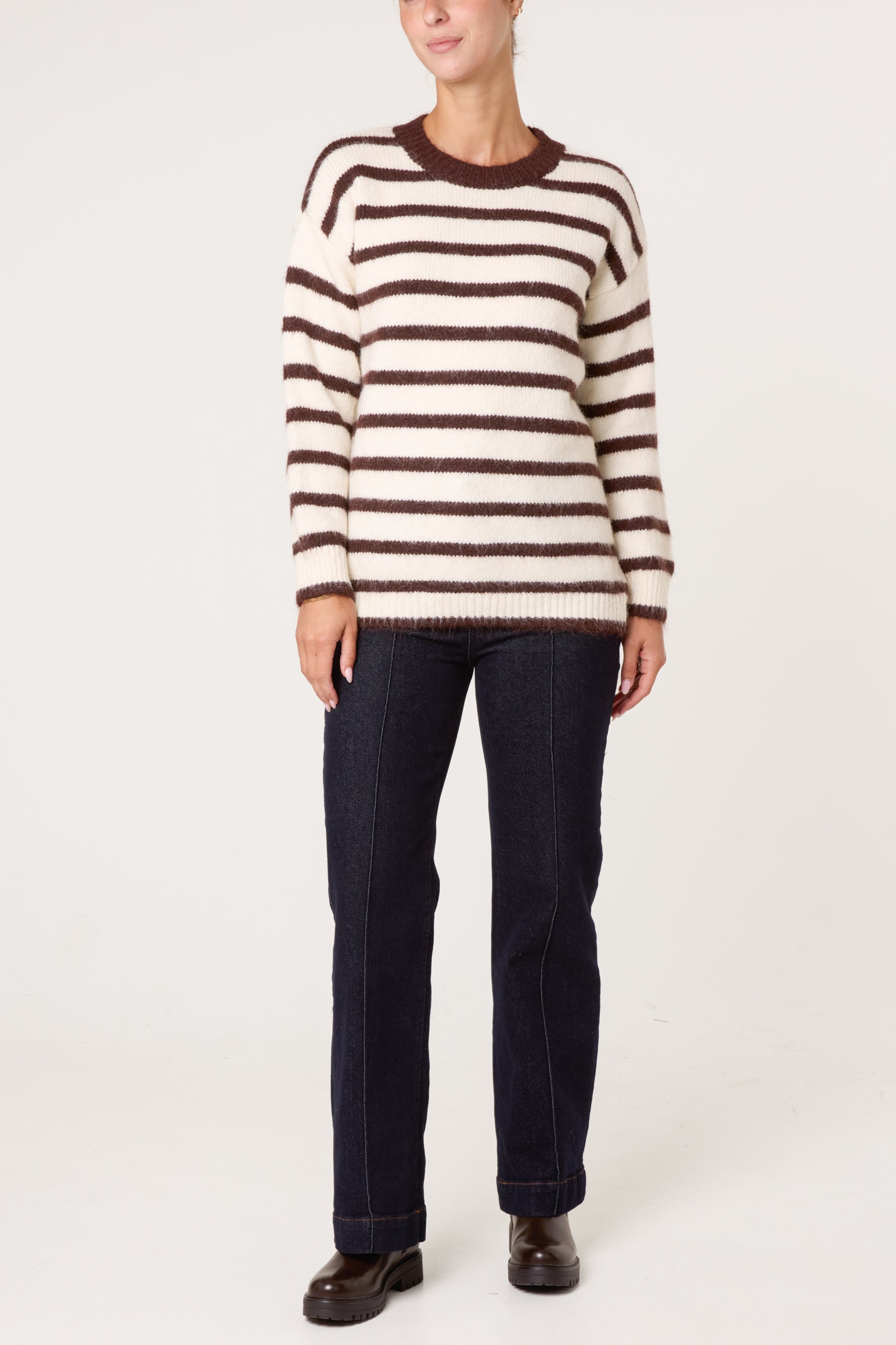 Round Neck Striped Knit Jumper