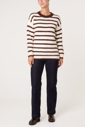 Round Neck Striped Knit Jumper