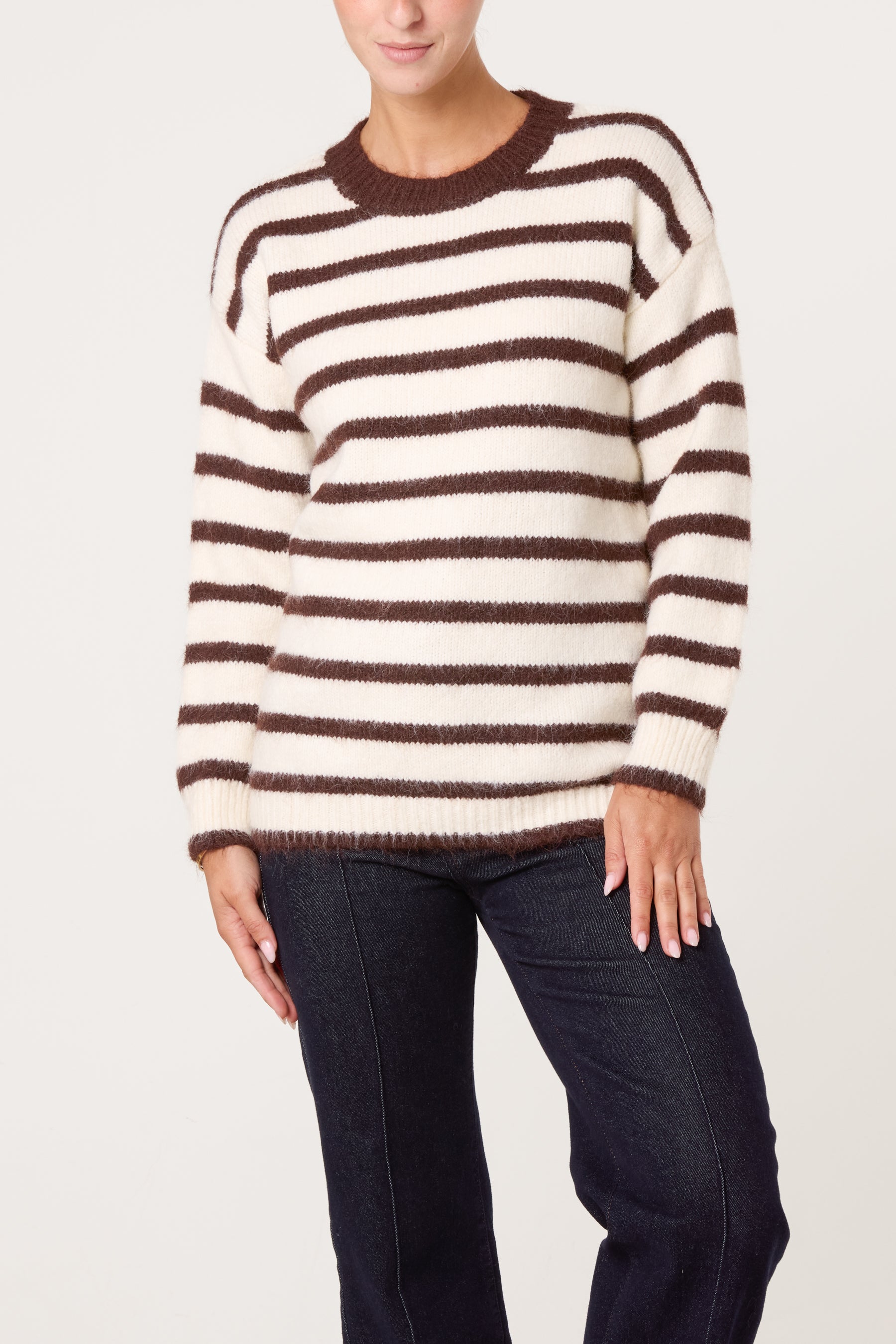 Round Neck Striped Knit Jumper