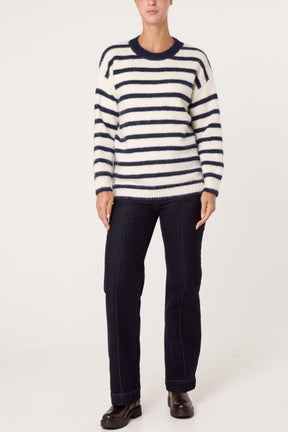 Round Neck Striped Knit Jumper