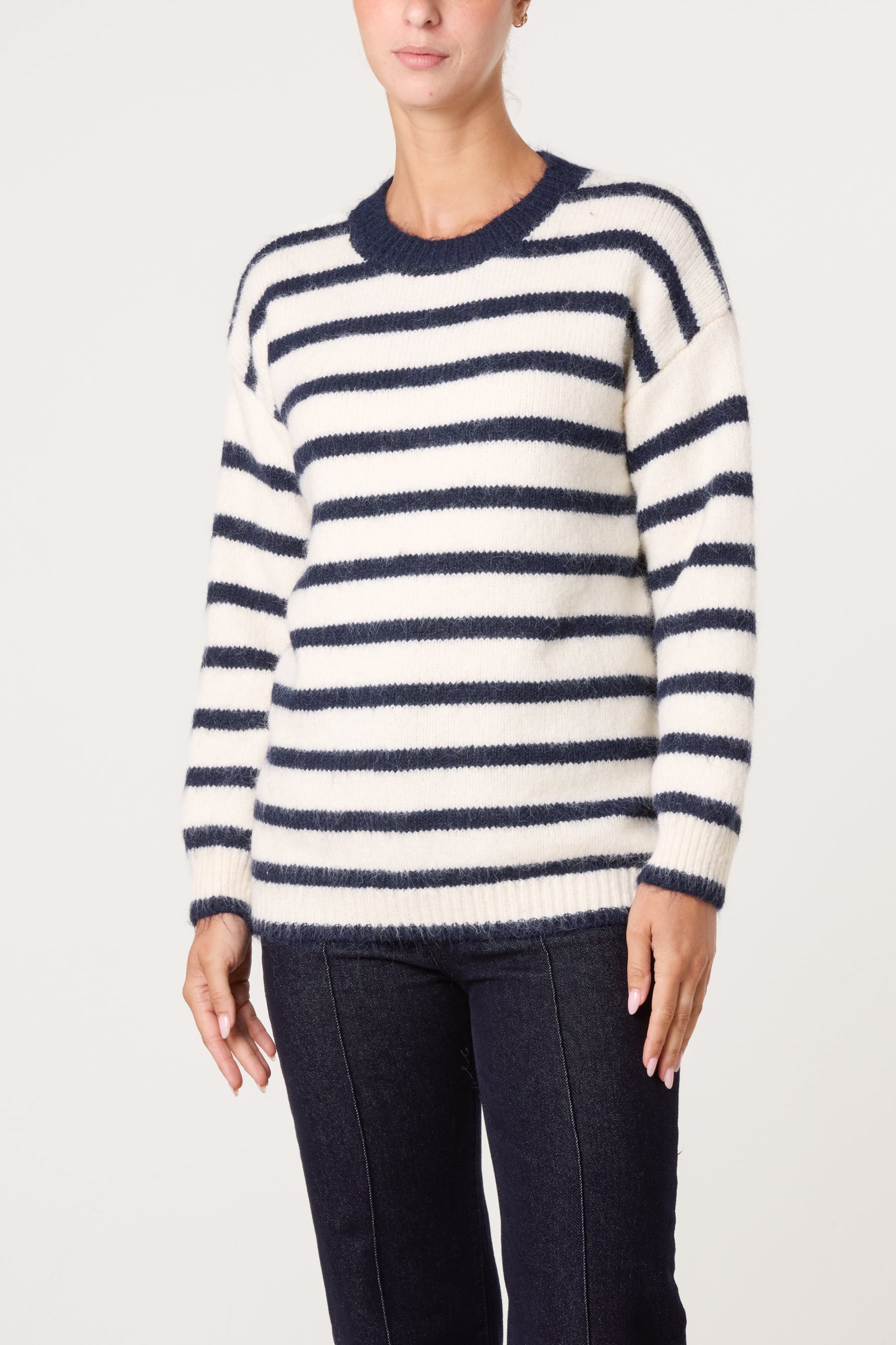 Round Neck Striped Knit Jumper