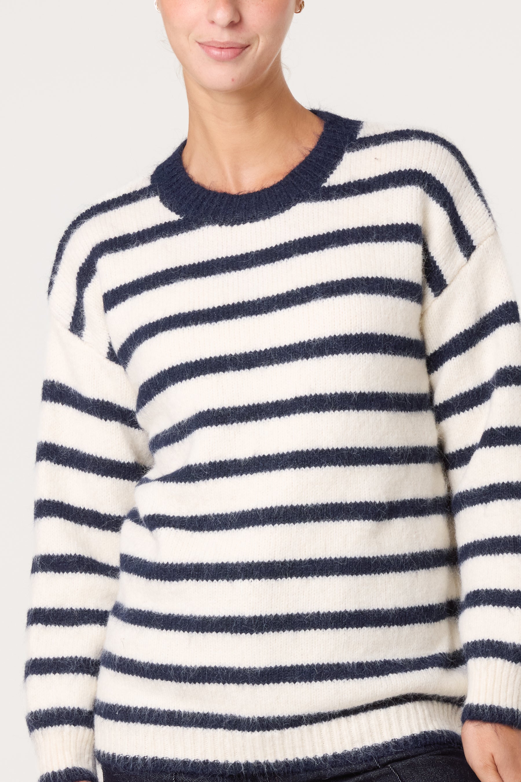 Round Neck Striped Knit Jumper
