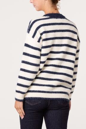 Round Neck Striped Knit Jumper