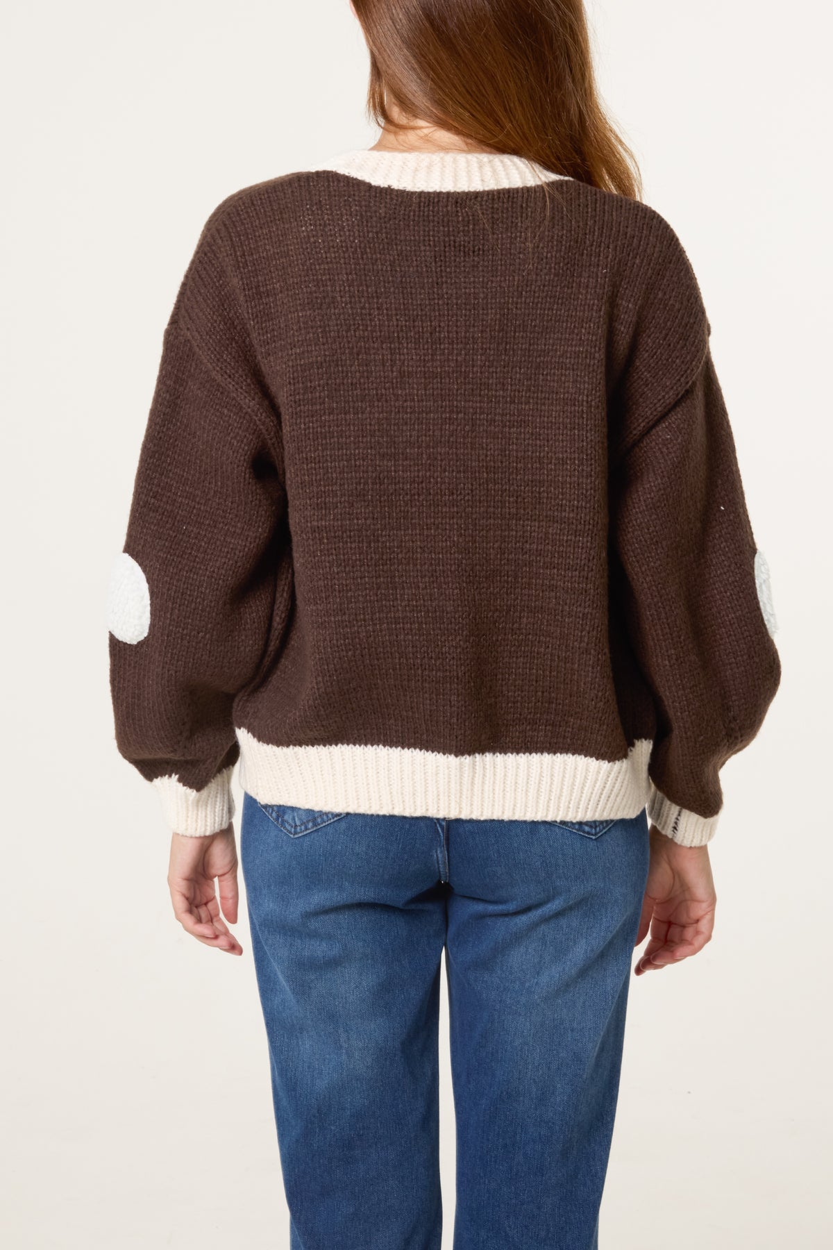 Contrast Trim Sheep Knit Cardigan