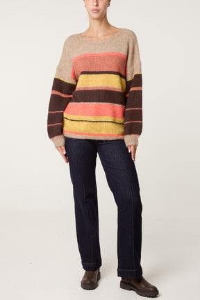 Round Neck Striped Knit Jumper