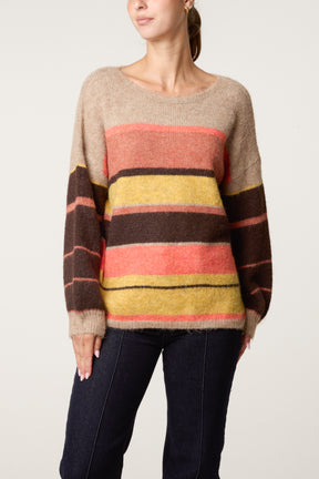 Round Neck Striped Knit Jumper