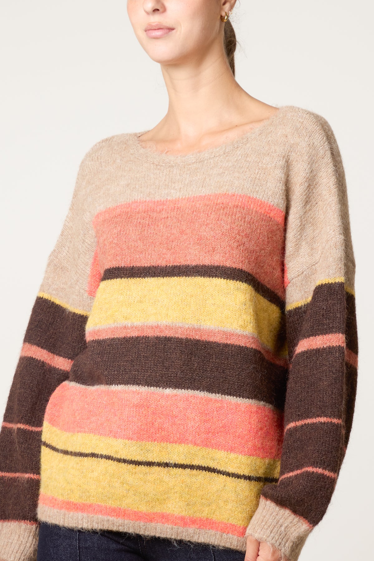 Round Neck Striped Knit Jumper