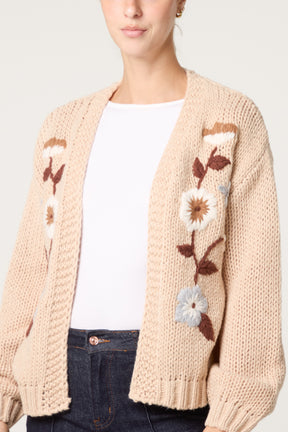 Embroidered Flower Knit Cardigan