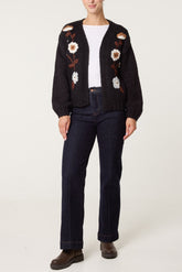 Embroidered Flower Knit Cardigan