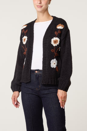 Embroidered Flower Knit Cardigan
