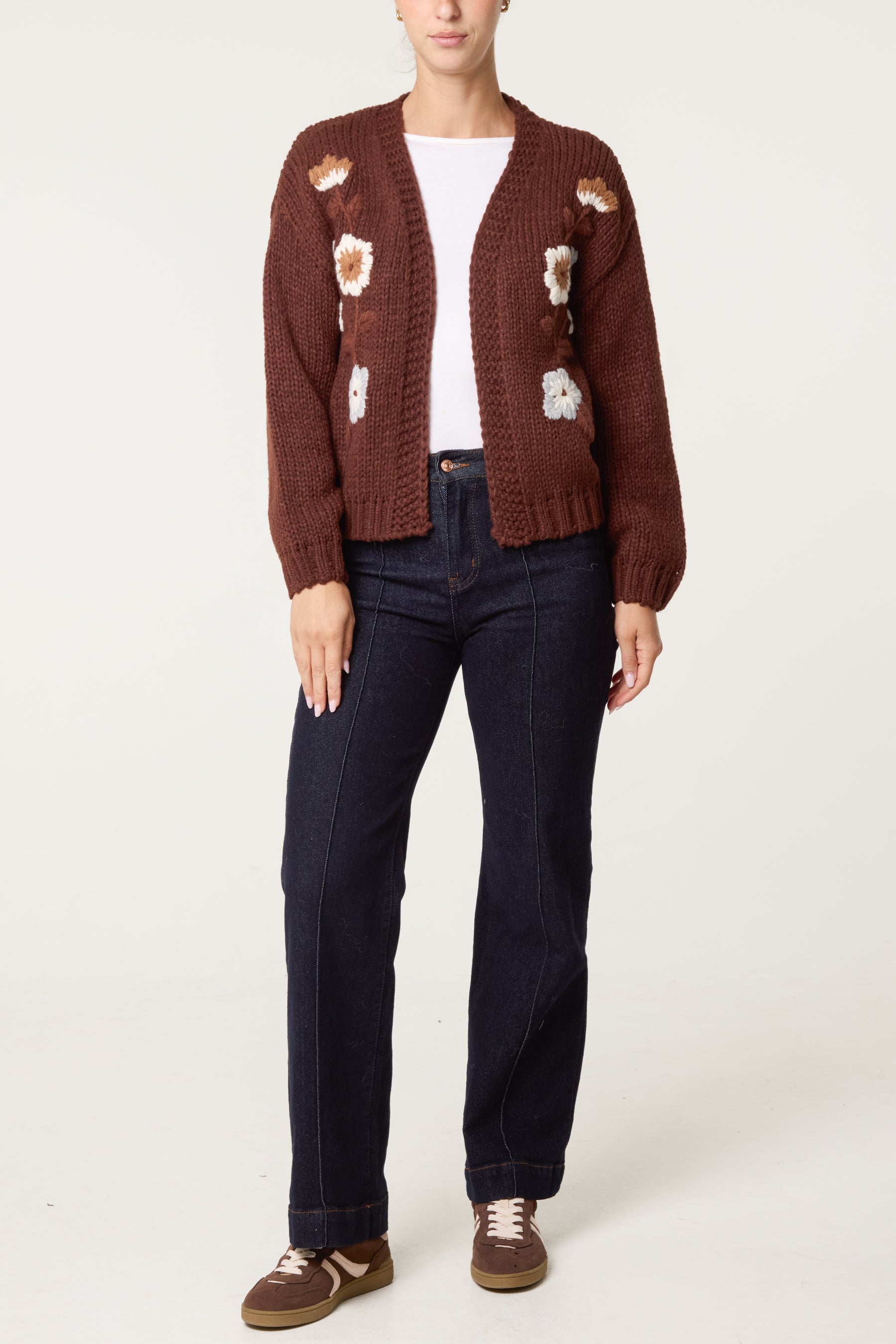 Embroidered Flower Knit Cardigan