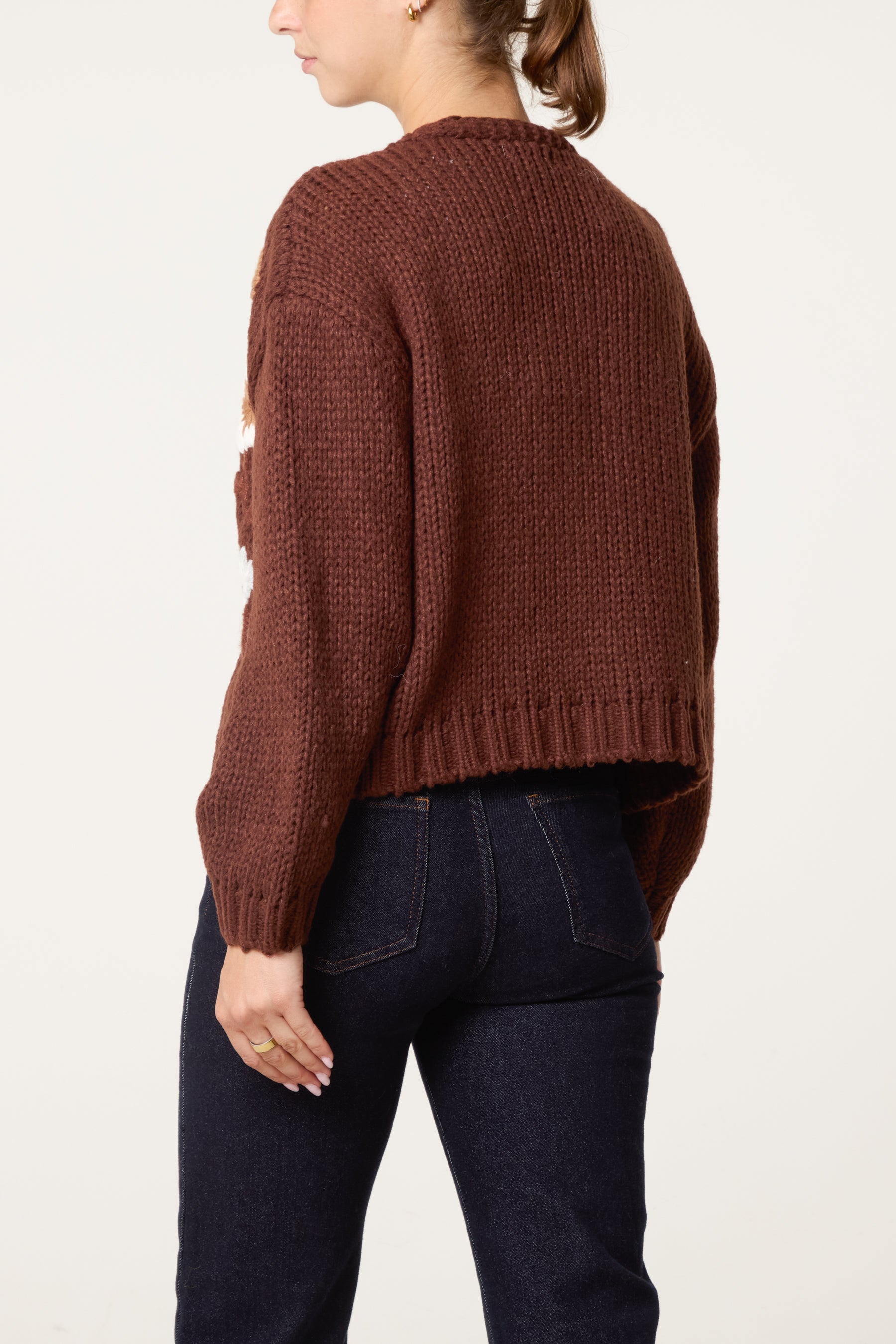 Embroidered Flower Knit Cardigan