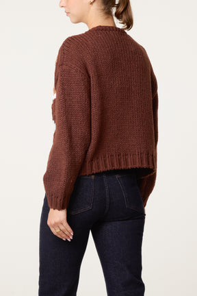 Embroidered Flower Knit Cardigan