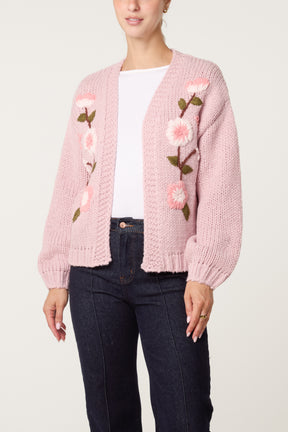 Embroidered Flower Knit Cardigan
