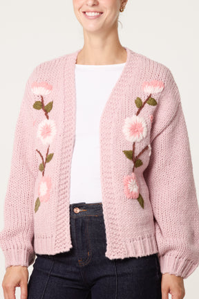 Embroidered Flower Knit Cardigan