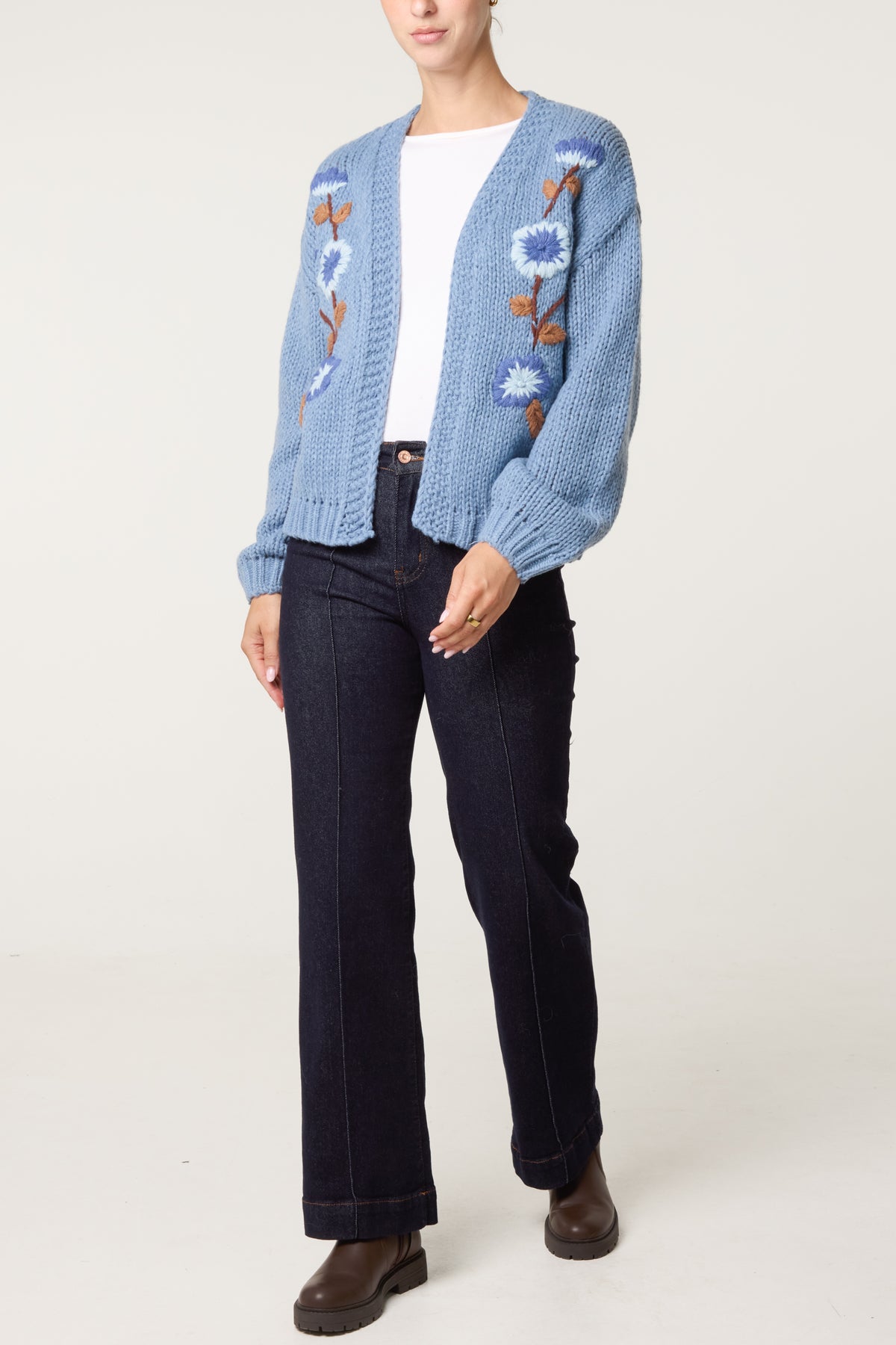 Embroidered Flower Knit Cardigan